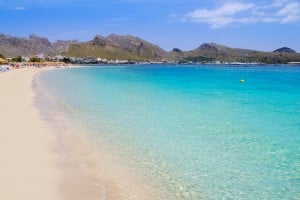 Pollensa sand beach in Mediterranean Mallorca island