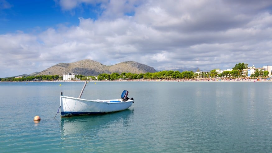 Small motorboat in Majorca sea bay